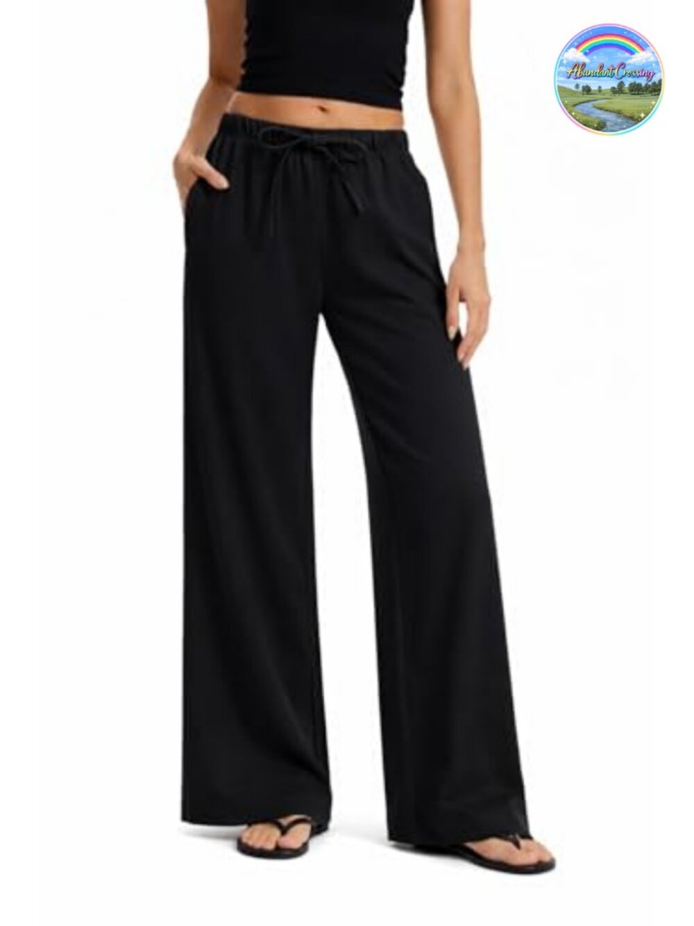Womens Wide Leg Crepe Pants Wrinkle-Resistant High Rise Travel Palazzo